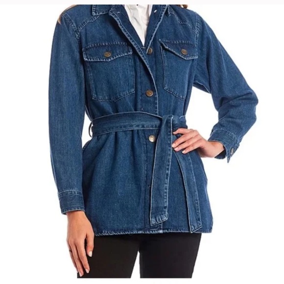 Antonio Melani Penelope Button Down Collar Detachable Belt Statement Shacket. - Picture 1 of 10